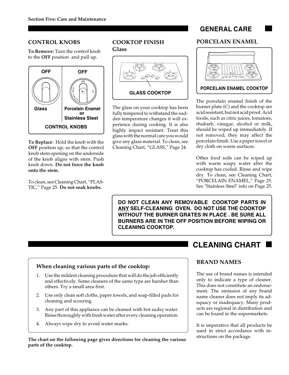 Cleaning chart, General care | Thermador GGN30 User Manual | Page 25 / 32