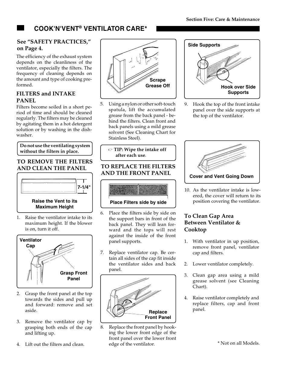 Cook'n'vent, Ventilator care | Thermador GGN30 User Manual | Page 28 / 32