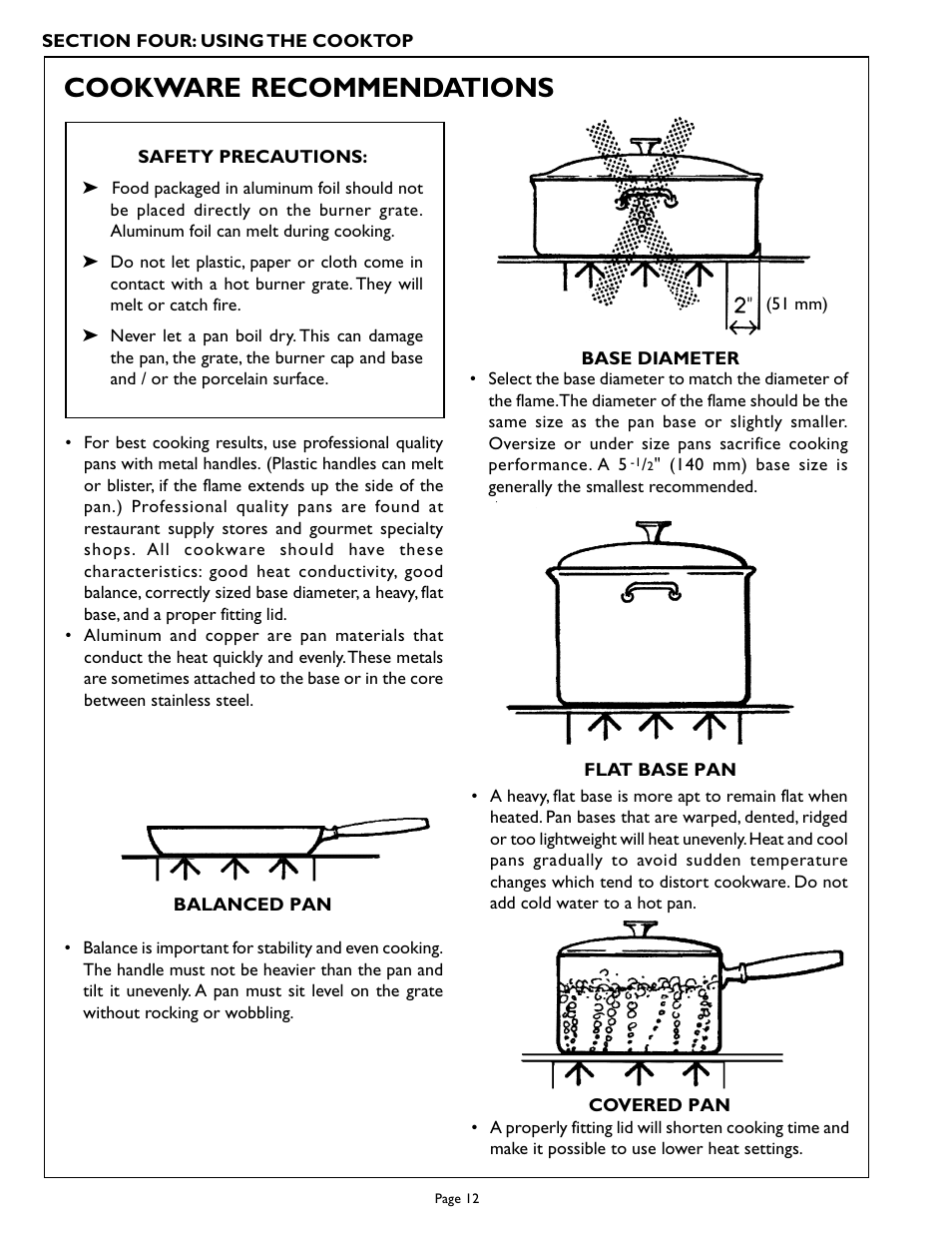 Cookware recommendations | Thermador PCS484GG User Manual | Page 14 / 36