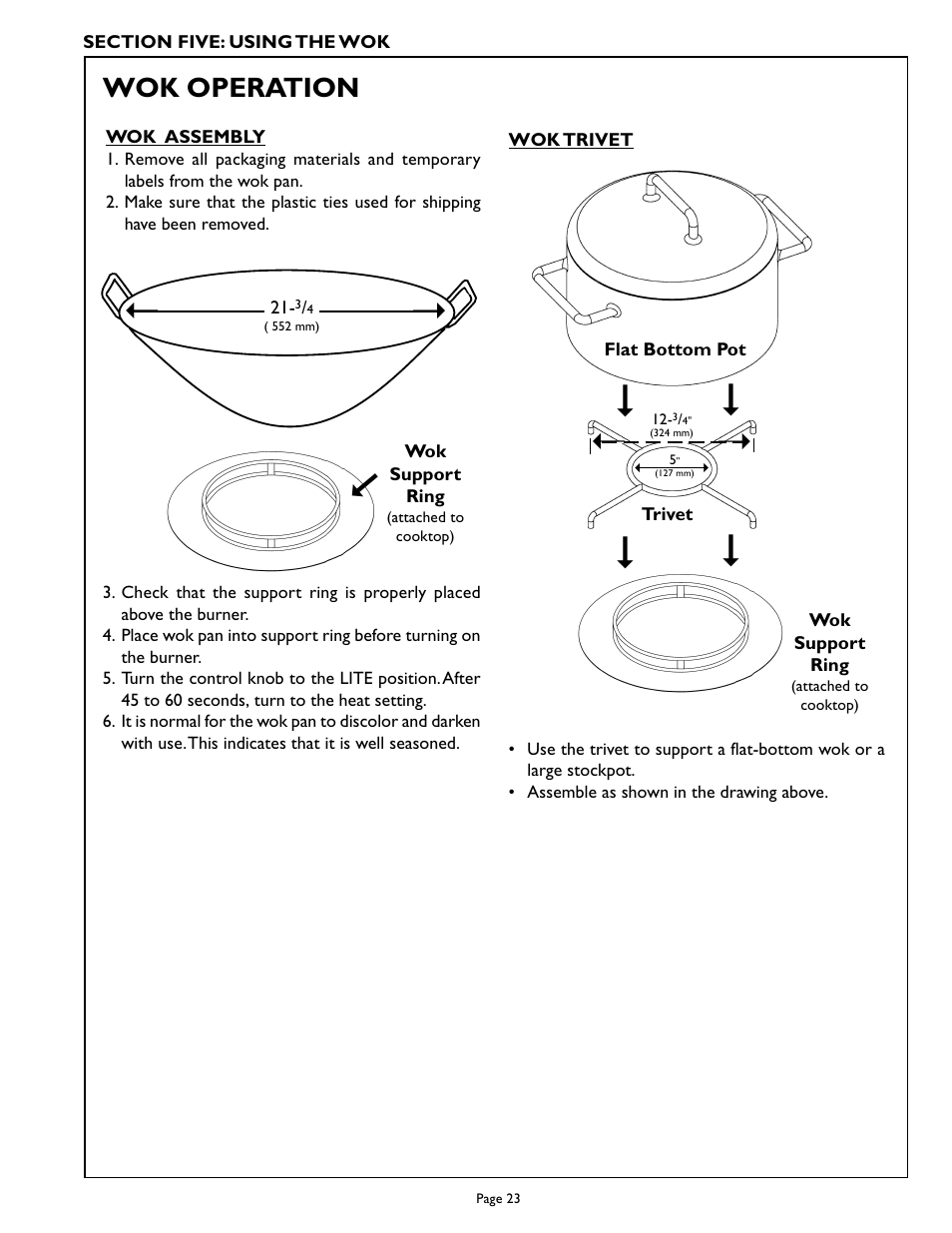 Wok operation | Thermador PCS484GG User Manual | Page 25 / 36