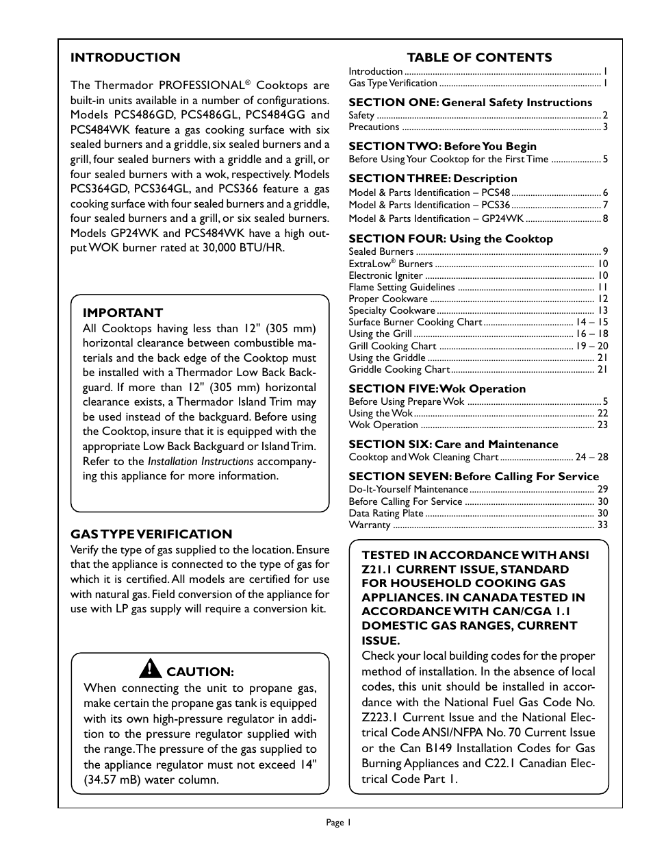 Thermador PCS484GG User Manual | Page 3 / 36