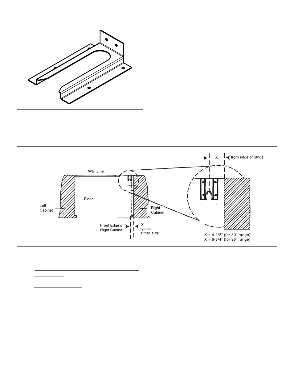 Figure 6: anti-tip bracket, Note, Figure 7: placement of anti-tip bracket (top view) | Mounting anti-tip bracket, Secure to floor or wall stud | Thermador PRO-HARMONYTM PRD30 User Manual | Page 13 / 68