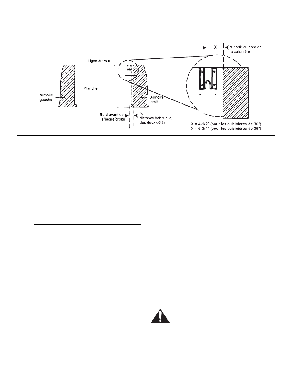 Montage de la patte antibascule, Fixez-la au plancher ou au montant de mur, Mise en garde | Thermador PRO-HARMONYTM PRD30 User Manual | Page 35 / 68