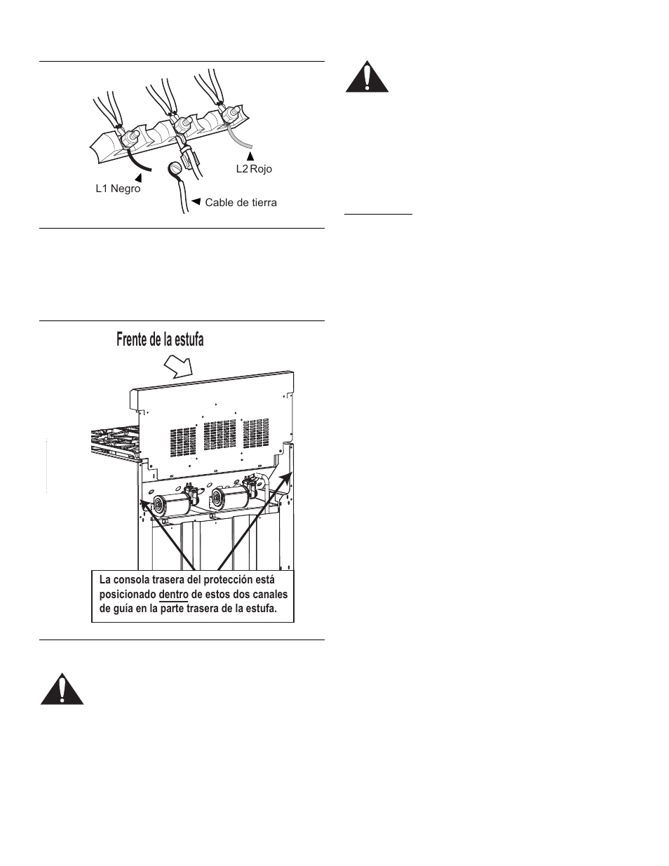 Figura 15: fijar el hilo neurtral, Advertencia, Frente de la estufa | Thermador PRO-HARMONYTM PRD30 User Manual | Page 62 / 68