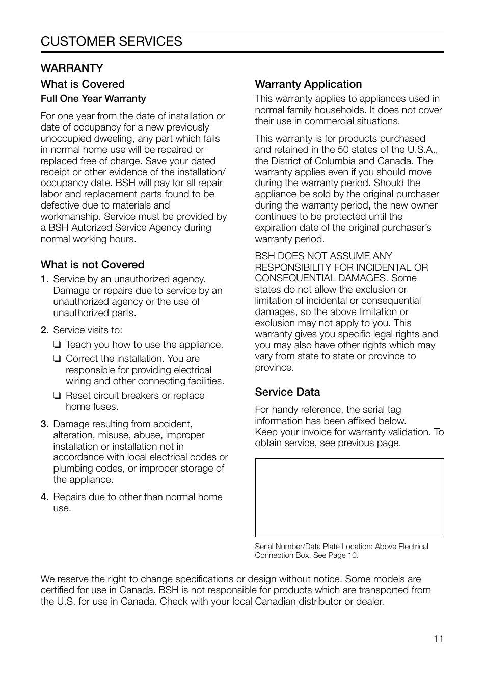 Customer services | Thermador HGEW36FS User Manual | Page 11 / 32