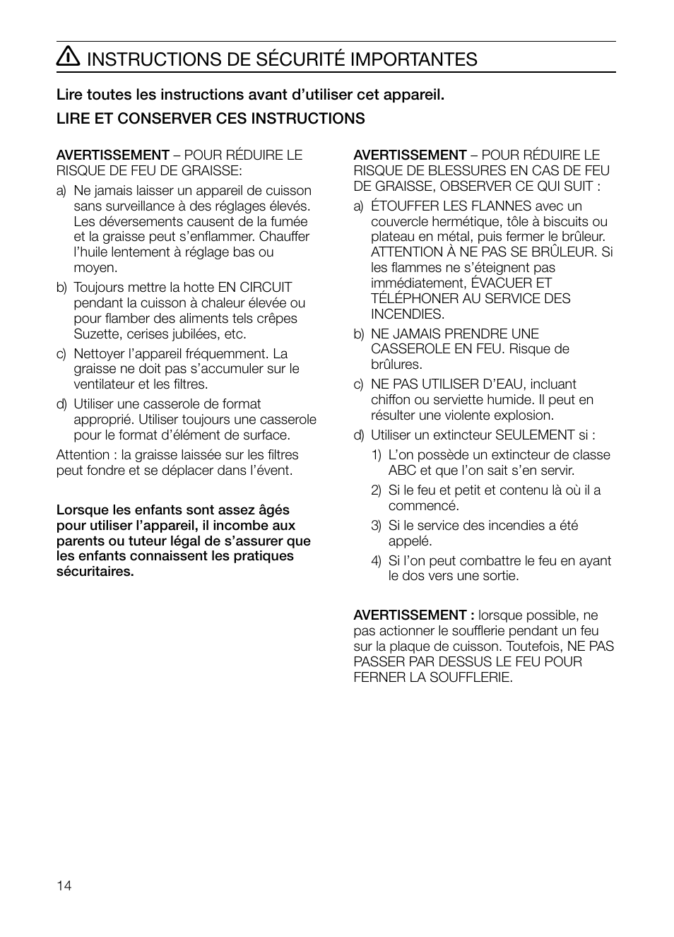 Instructions de sécurité importantes | Thermador HGEW36FS User Manual | Page 14 / 32