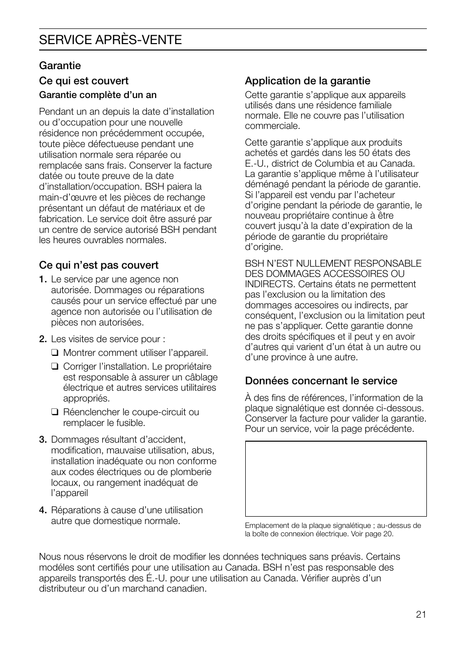 Service après-vente | Thermador HGEW36FS User Manual | Page 21 / 32