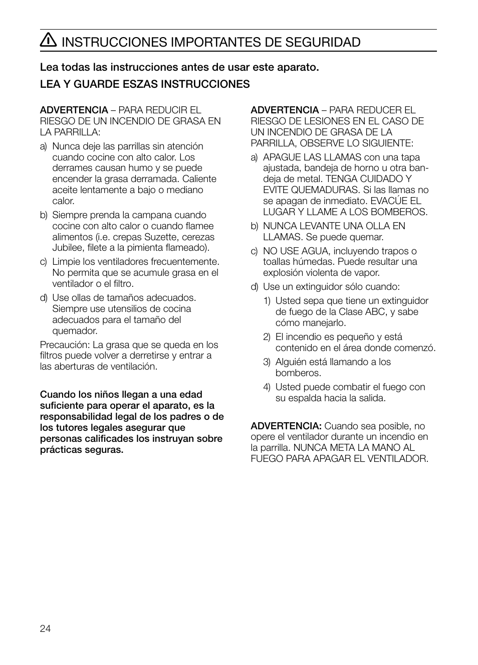 Instrucciones importantes de seguridad | Thermador HGEW36FS User Manual | Page 24 / 32