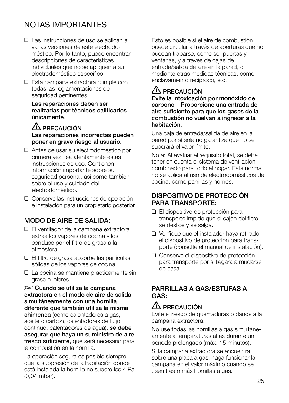 Notas importantes | Thermador HGEW36FS User Manual | Page 25 / 32