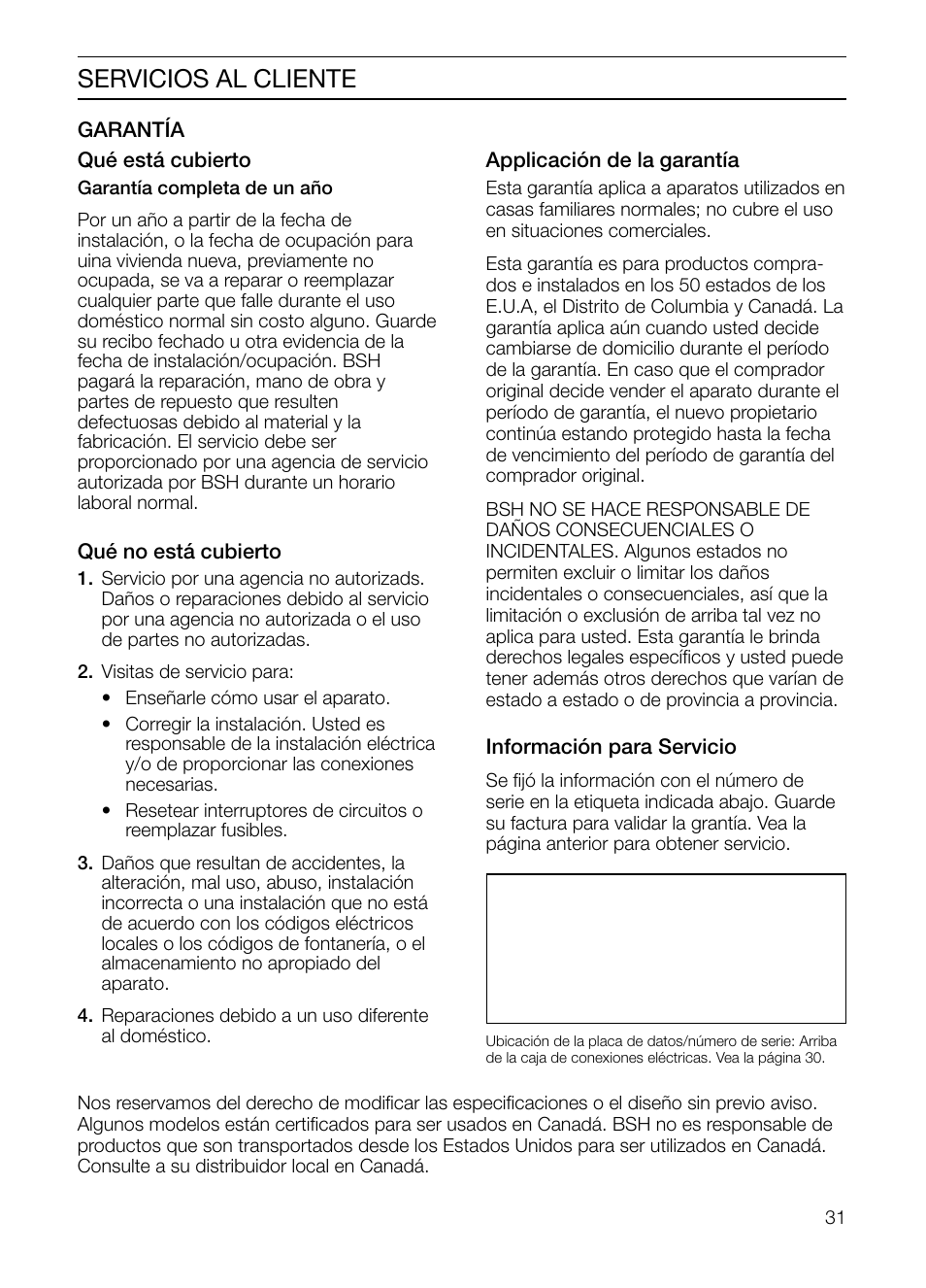 Servicios al cliente | Thermador HGEW36FS User Manual | Page 31 / 32