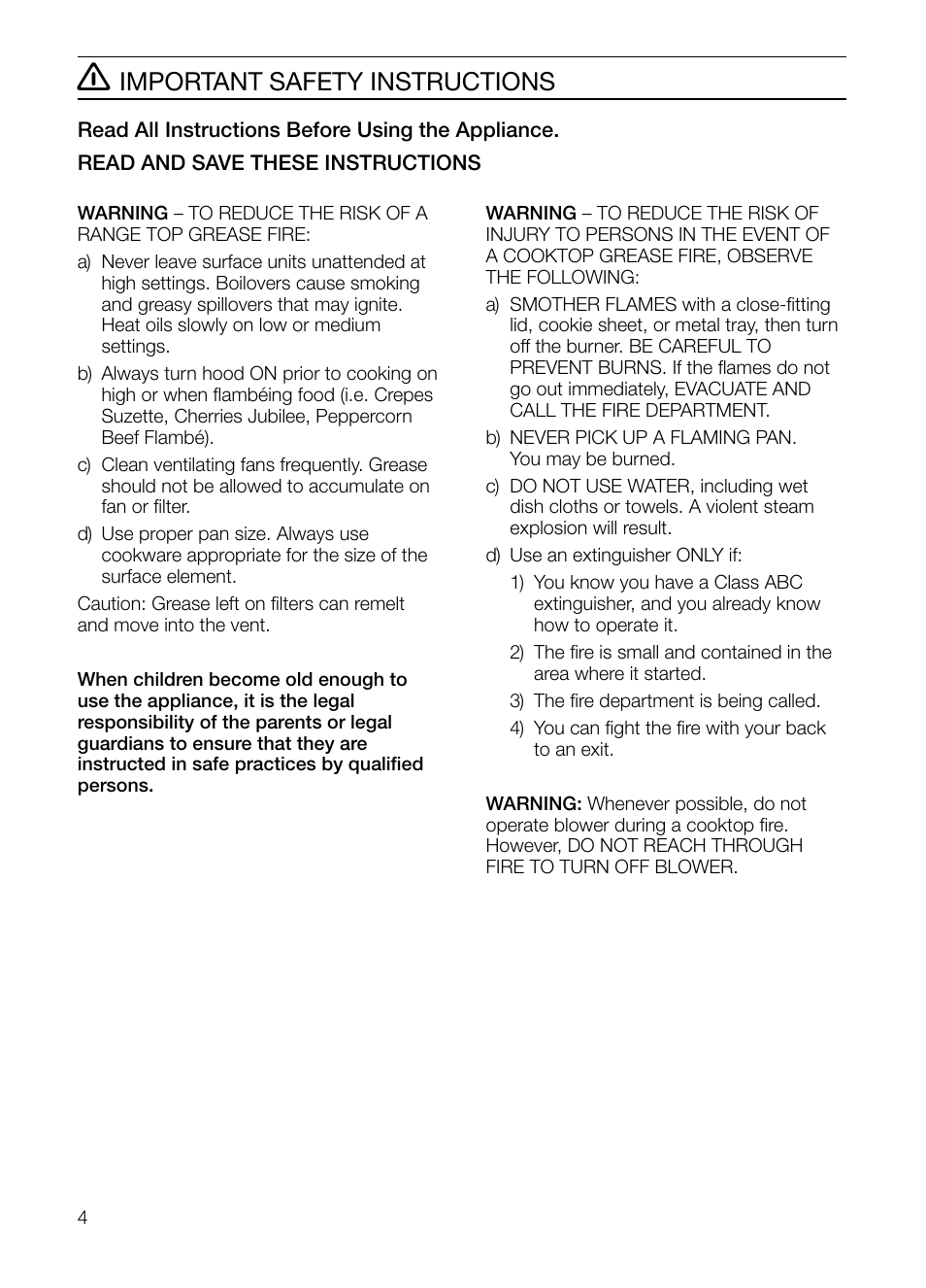 Important safety instructions | Thermador HGEW36FS User Manual | Page 4 / 32