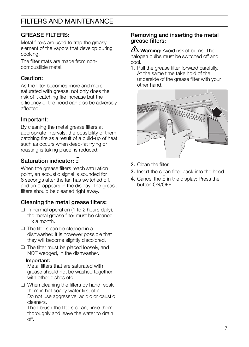 Filters and maintenance | Thermador HGEW36FS User Manual | Page 7 / 32