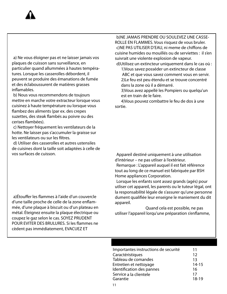 Importantes instructions de securité, Sommaire | Thermador HMWB30 User Manual | Page 11 / 29