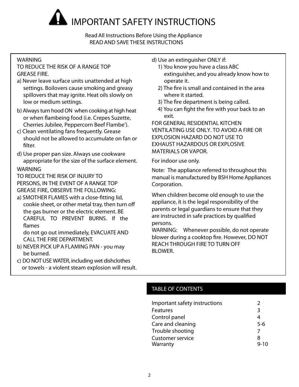 Important safety instructions | Thermador HMWB30 User Manual | Page 2 / 29