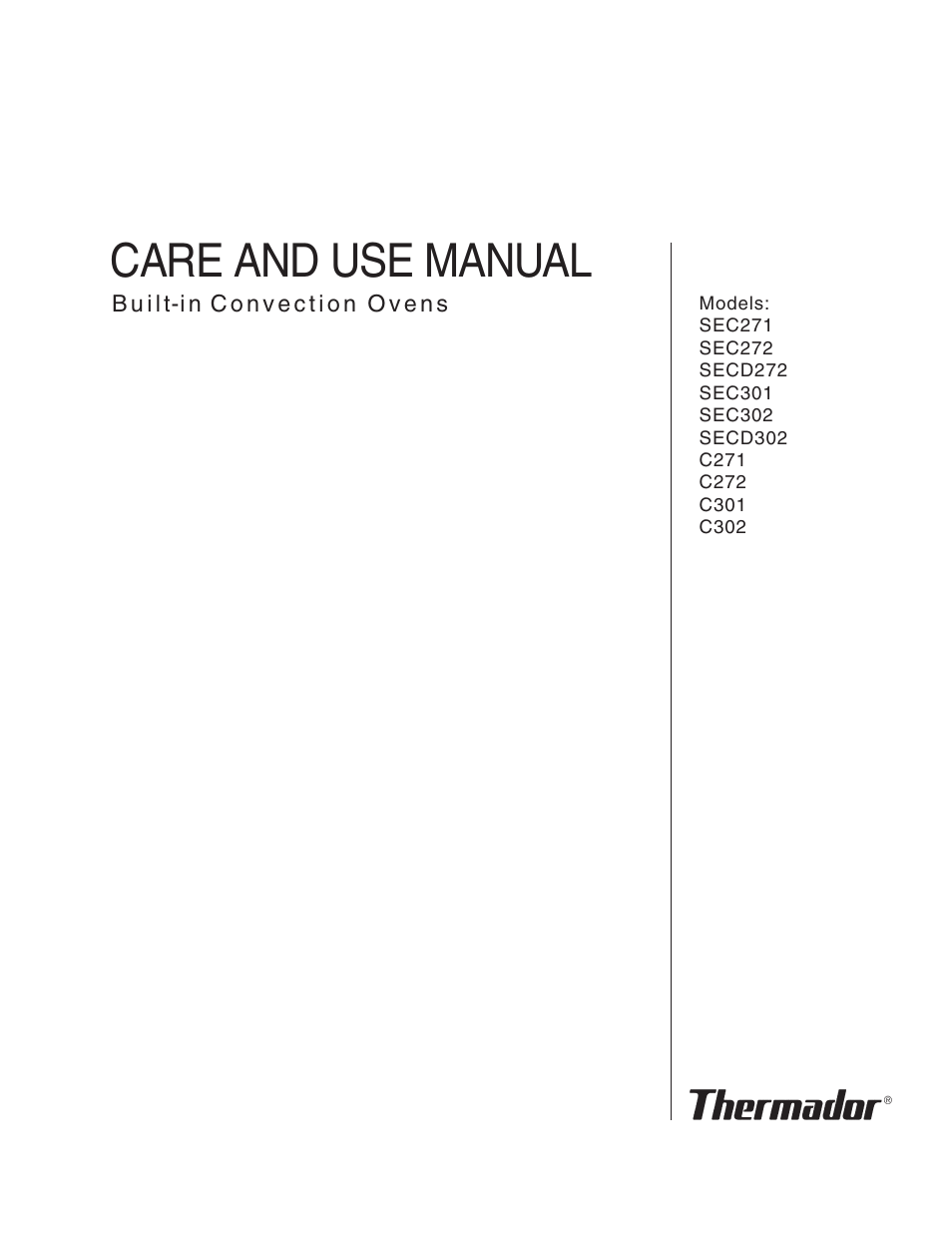 Thermador C301 User Manual | 112 pages