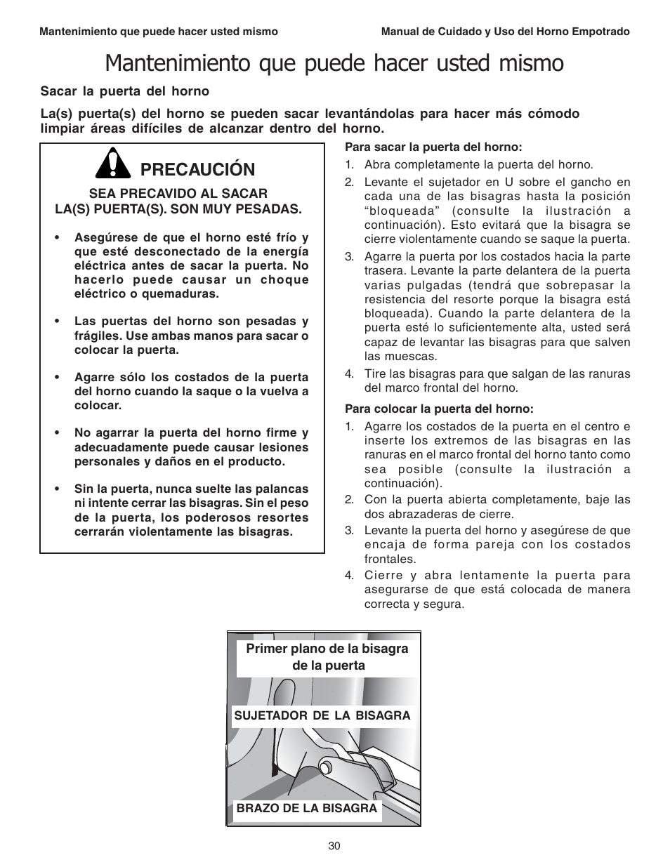 Mantenimiento que puede hacer usted mismo, Precaución | Thermador C301 User Manual | Page 104 / 112