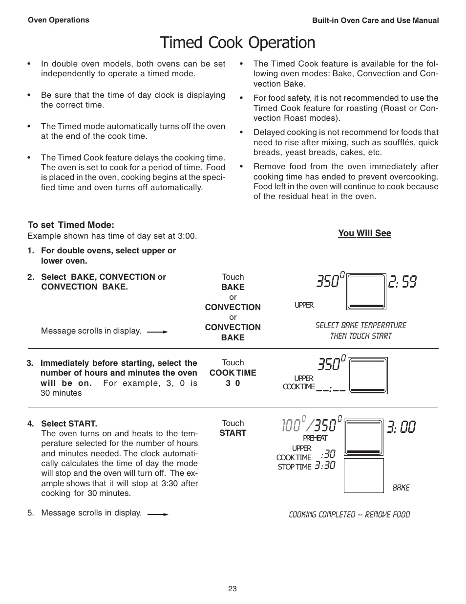 Timed cook operation | Thermador C301 User Manual | Page 25 / 112