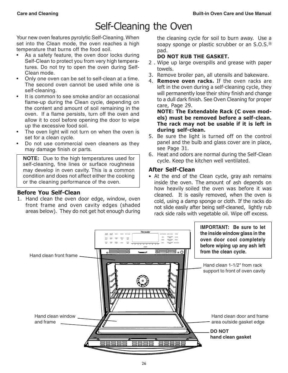 Self-cleaning the oven, Before you self-clean, After self-clean | Thermador C301 User Manual | Page 28 / 112