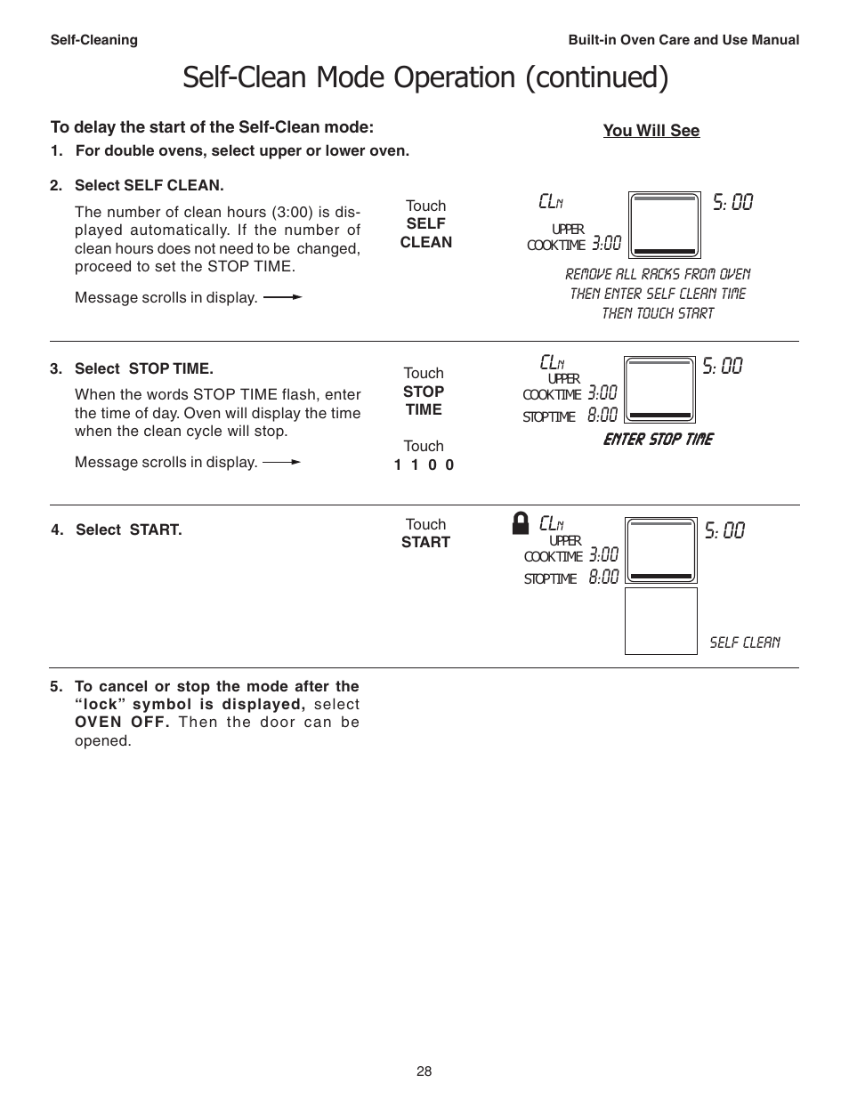 Self-clean mode operation (continued) | Thermador C301 User Manual | Page 30 / 112