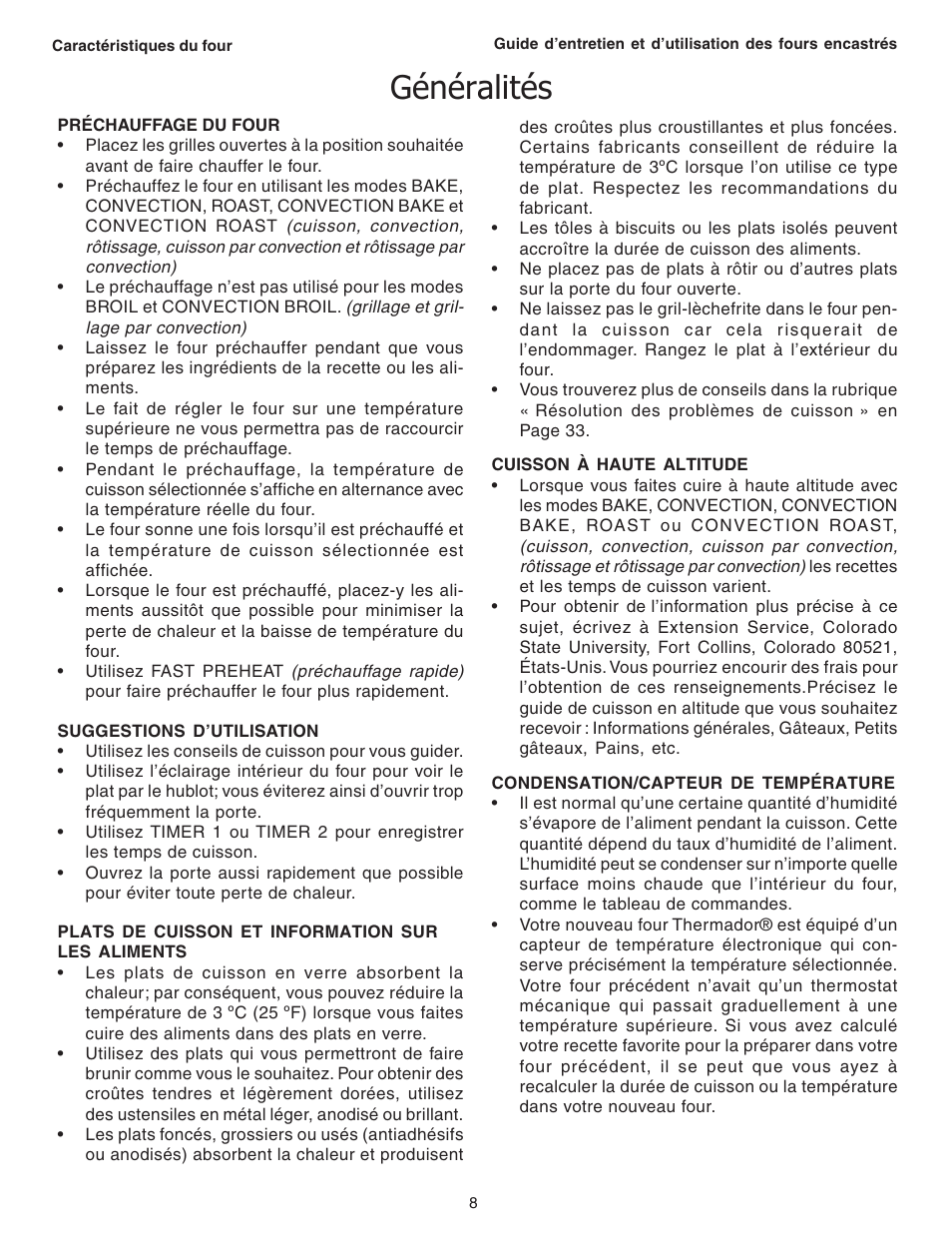 Généralités | Thermador C301 User Manual | Page 46 / 112