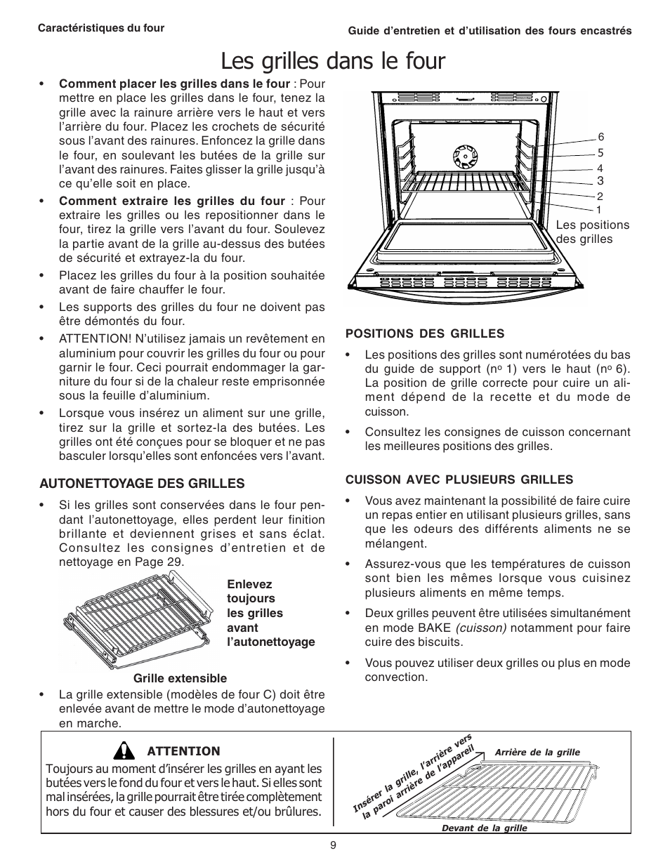 Les grilles dans le four | Thermador C301 User Manual | Page 47 / 112