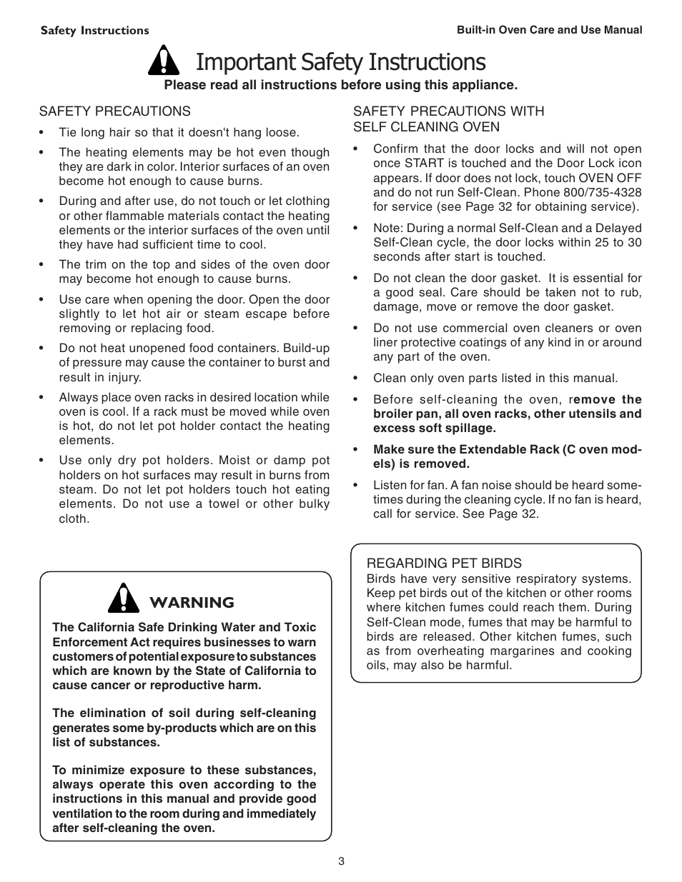 Important safety instructions, Warning | Thermador C301 User Manual | Page 5 / 112