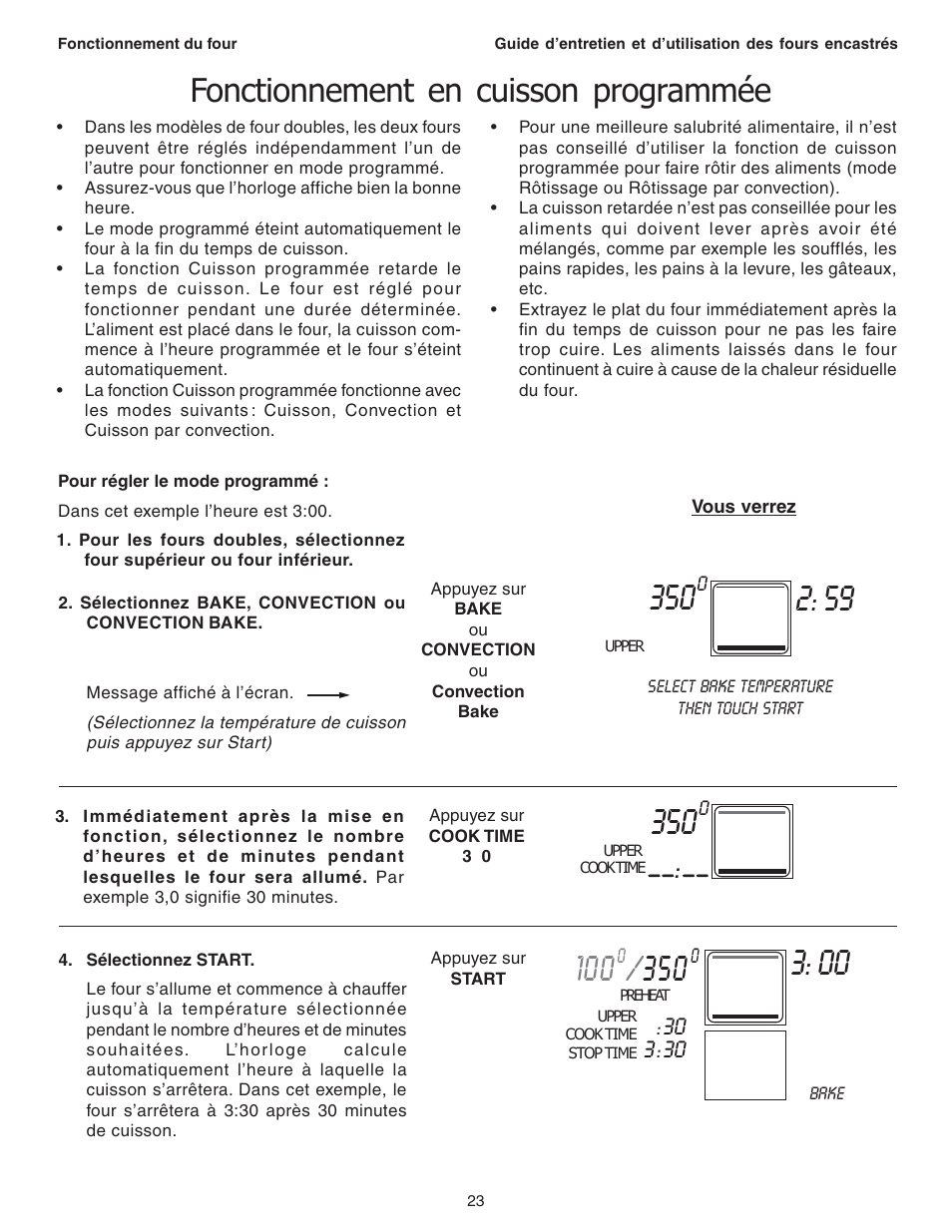 Fonctionnement en cuisson programmée | Thermador C301 User Manual | Page 61 / 112