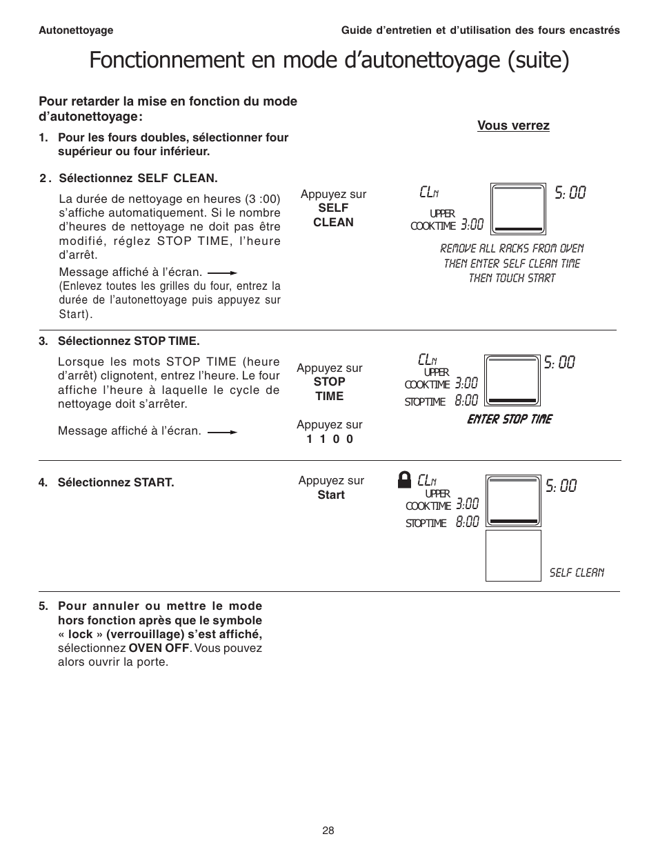 Fonctionnement en mode d’autonettoyage (suite) | Thermador C301 User Manual | Page 66 / 112