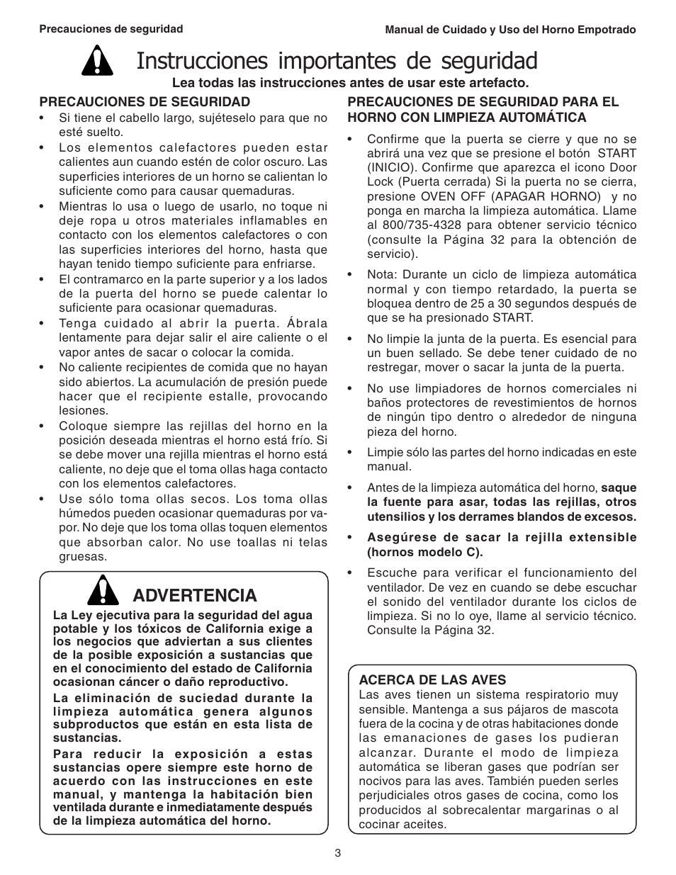 Instrucciones importantes de seguridad, Advertencia | Thermador C301 User Manual | Page 77 / 112