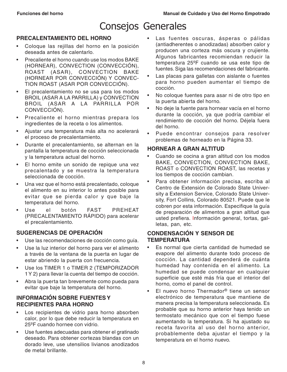 Consejos generales | Thermador C301 User Manual | Page 82 / 112