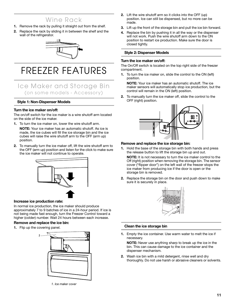 Freezer features | Thermador KBUDT4860A User Manual | Page 11 / 60