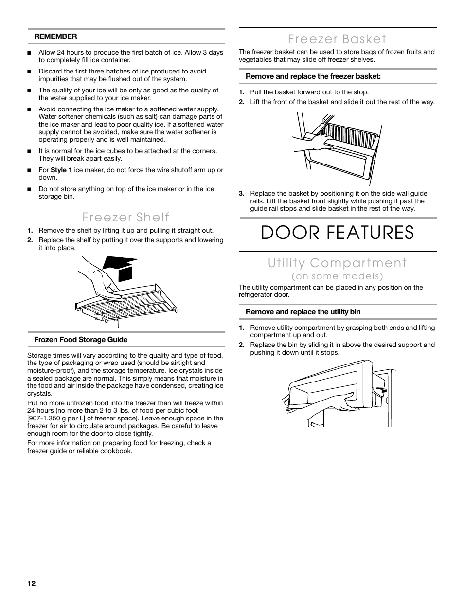 Door features | Thermador KBUDT4860A User Manual | Page 12 / 60