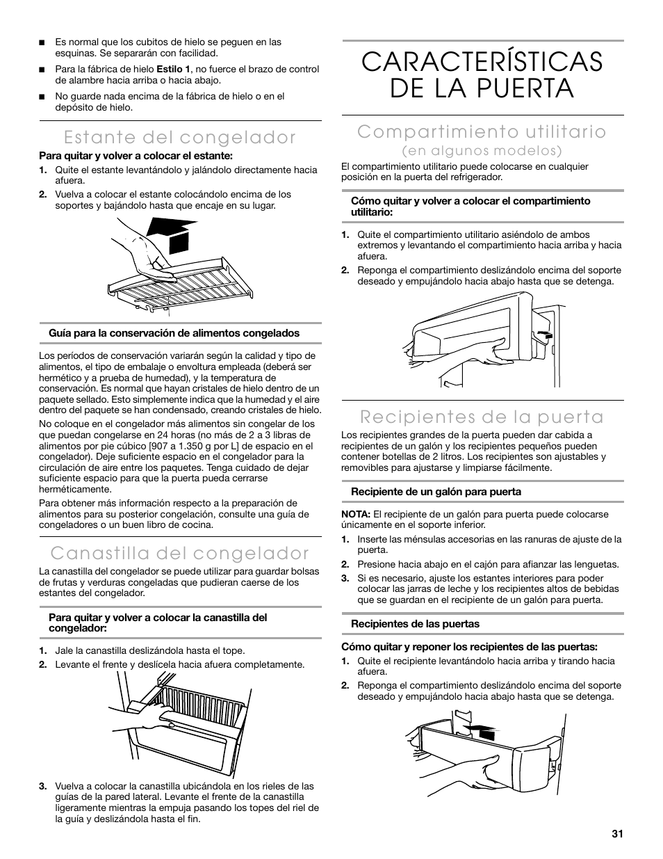 Características de la puerta | Thermador KBUDT4860A User Manual | Page 31 / 60