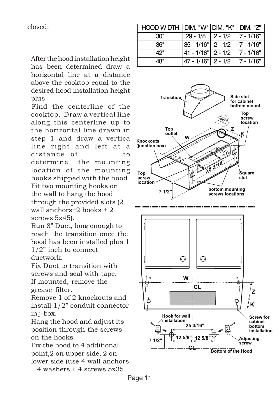 Before installing hood | Thermador HS-HST-HSB User Manual | Page 11 / 17