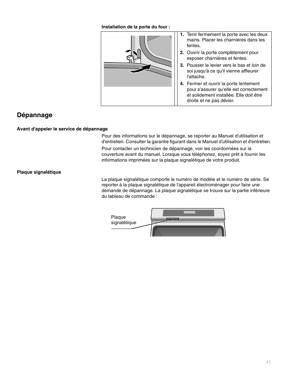 Dépannage | Thermador POD302 User Manual | Page 41 / 44