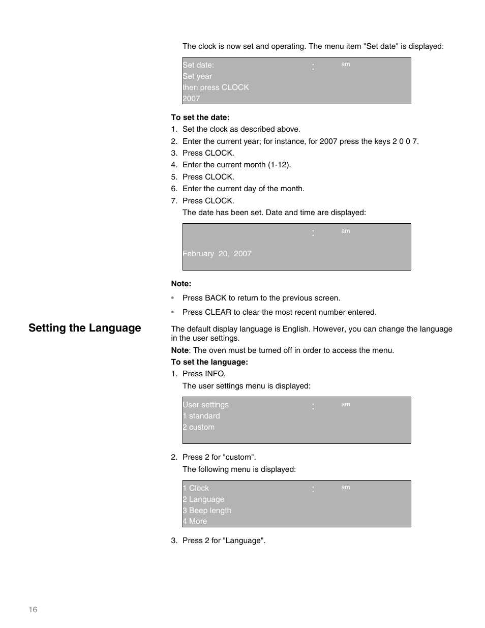 Qq ep, Setting the language | Thermador MEMW271 User Manual | Page 16 / 52