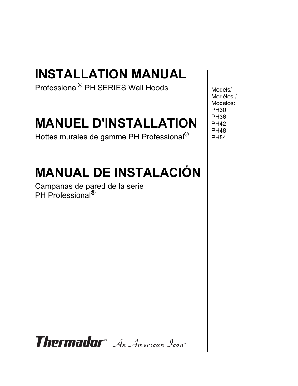 Thermador PROFESSIONAL PH PH54 User Manual | 48 pages