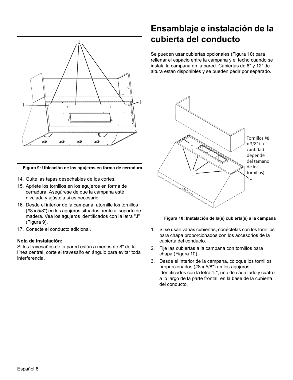 Quite las tapas desechables de los cortes, Conecte el conducto adicional, Nota de instalación | Thermador PROFESSIONAL PH PH54 User Manual | Page 40 / 48