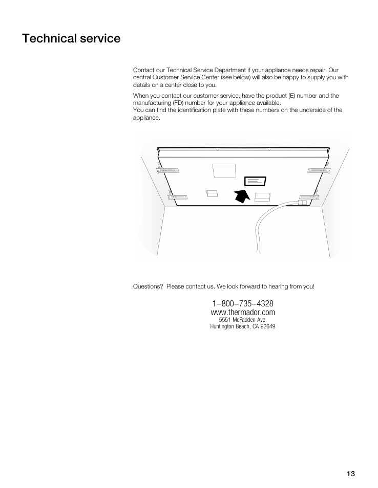 Technical service | Thermador CIT304 User Manual | Page 12 / 35