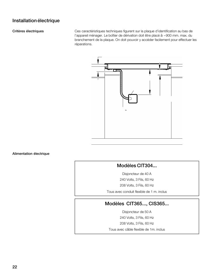 Installation électrique, Modèles cit304 | Thermador CIT304 User Manual | Page 21 / 35