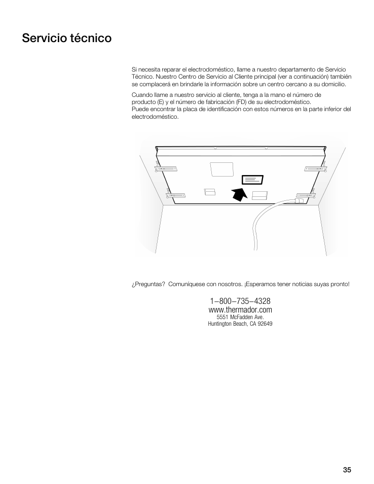 Servicio técnico | Thermador CIT304 User Manual | Page 34 / 35