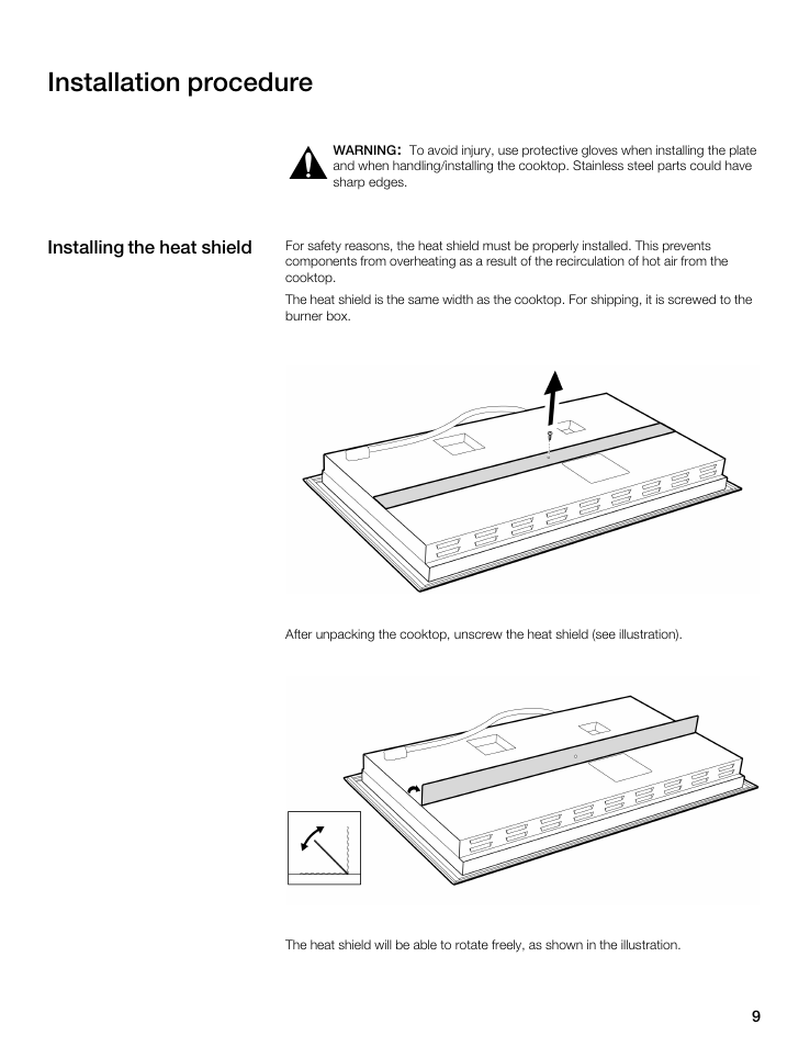 Installation procedure | Thermador CIT304 User Manual | Page 8 / 35