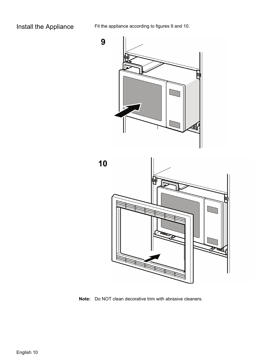 Install the appliance, Note | Thermador MET30E User Manual | Page 12 / 44