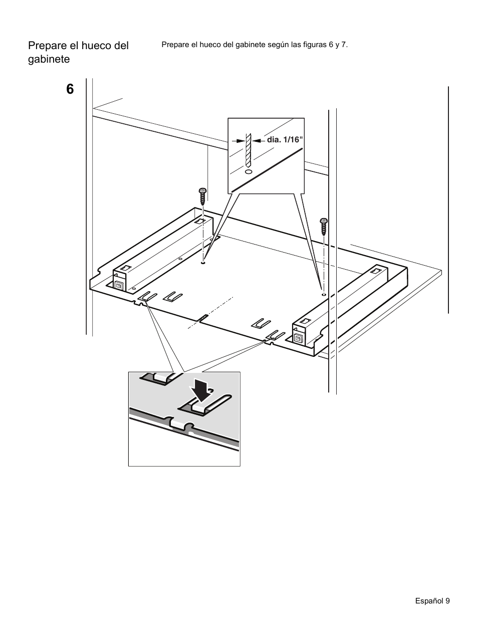 Prepare el hueco del gabinete | Thermador MET30E User Manual | Page 37 / 44