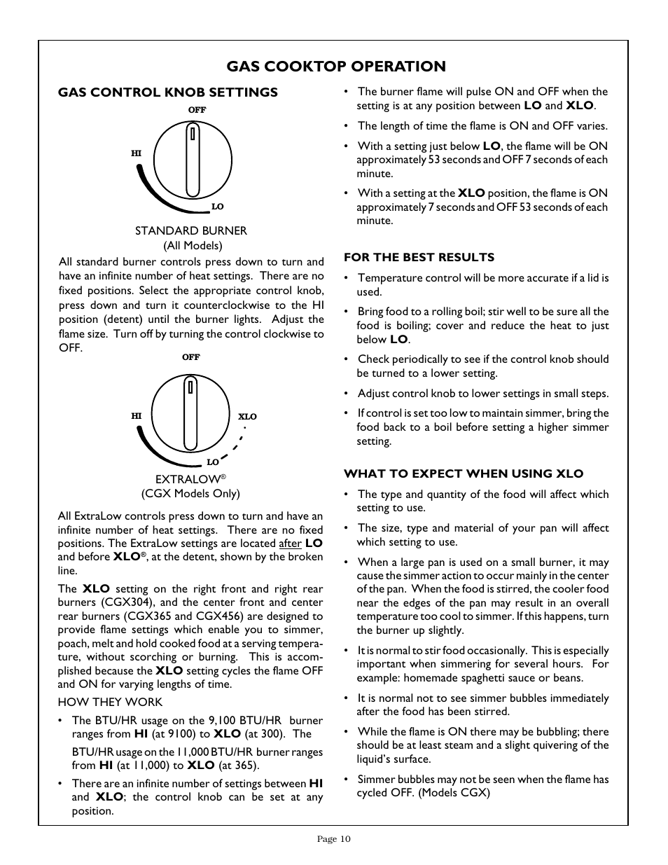 Gas cooktop operation | Thermador CGX365 User Manual | Page 12 / 28