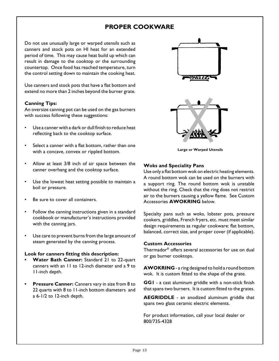 Proper cookware | Thermador CGX365 User Manual | Page 15 / 28