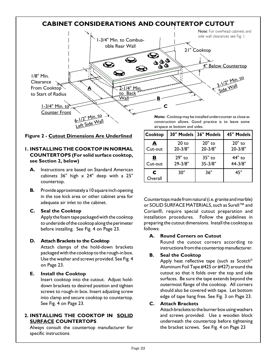 Cabinet considerations and countertop cutout | Thermador CGX365 User Manual | Page 24 / 28