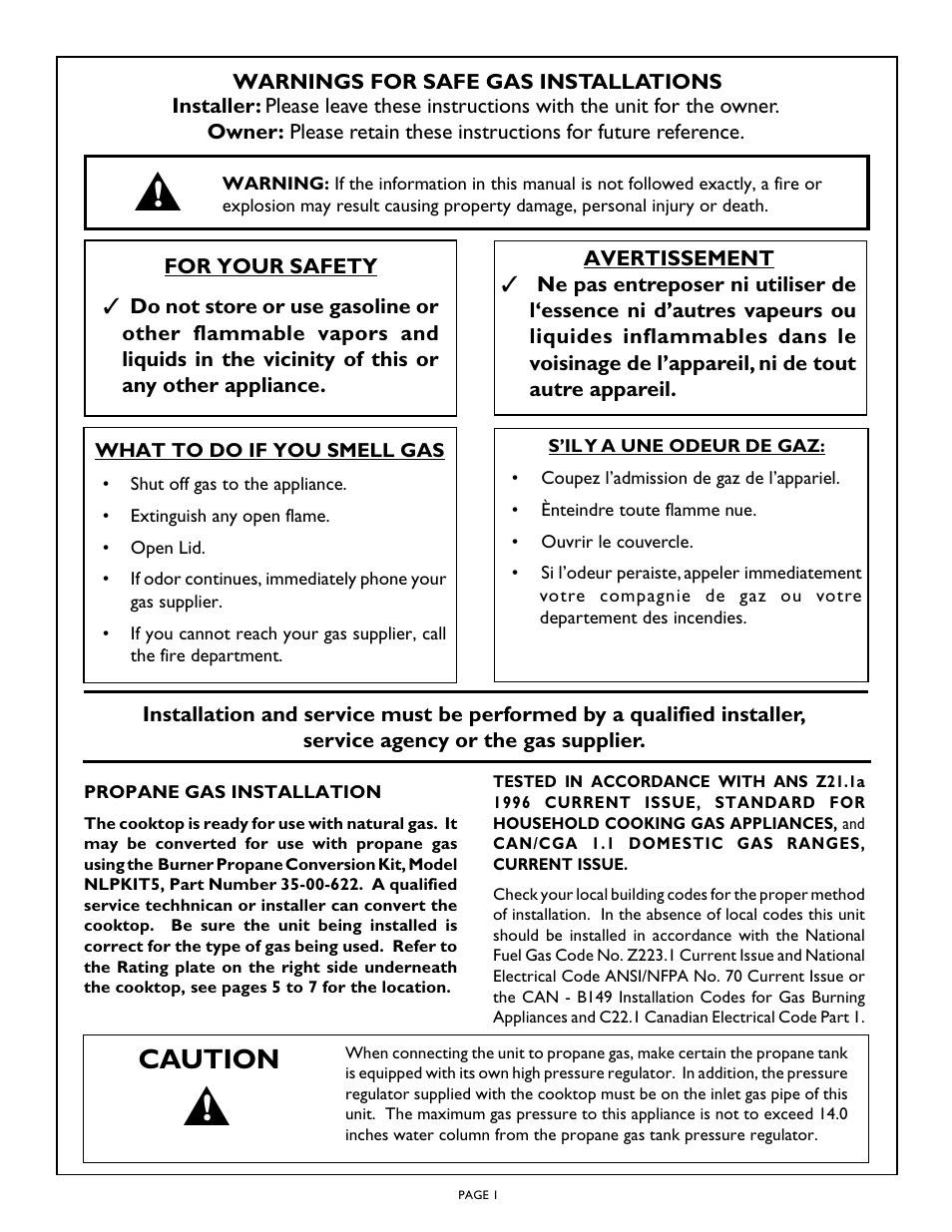 Caution | Thermador CGX365 User Manual | Page 3 / 28