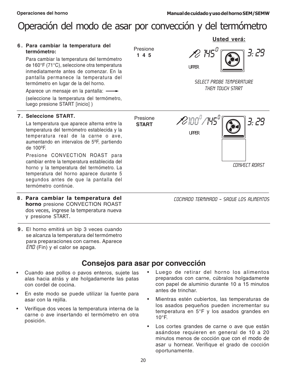 Consejos para asar por convección | Thermador SEMW272 User Manual | Page 106 / 128
