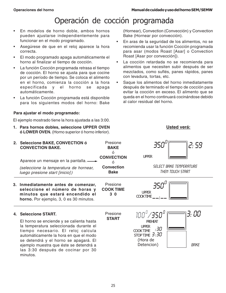 Operación de cocción programada | Thermador SEMW272 User Manual | Page 111 / 128